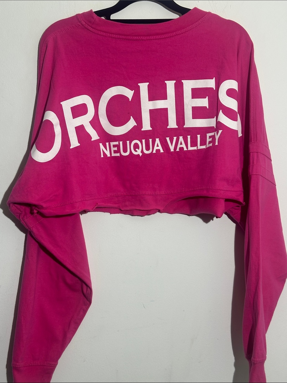 boxercraft Cropped Long Sleeve Tee - Hot Pink with White Logo